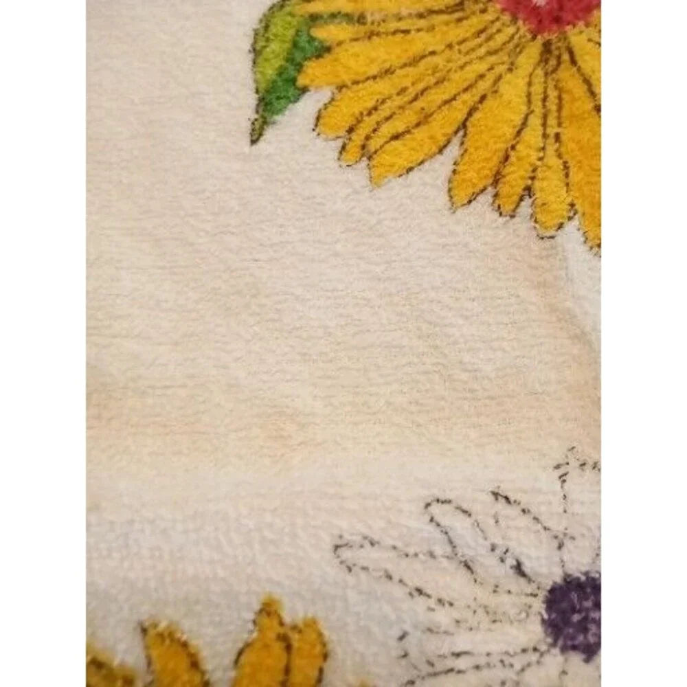 2 Vintage‎ Bath Towels Orange Yellow Floral 60s 70s Cone Made in USA